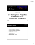 Electromagnetic Properties of Materials â Part I