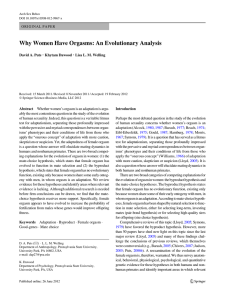 Why Women Have Orgasms: An Evolutionary Analysis