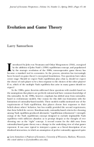 Evolution and Game Theory - DARP