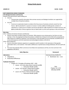 Biology Weekly Agenda LESSON 19 01/26 – 01/30 Daily Objective