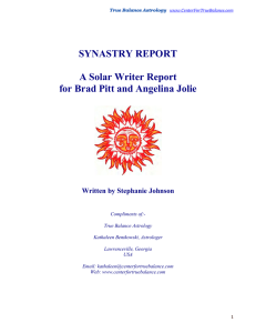 SYNASTRY REPORT A Solar Writer Report for Brad Pitt and