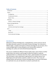 Table of Contents Introduction Welcome to Chinese Astrology 101, a