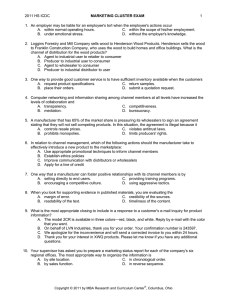 2011 HS ICDC MARKETING CLUSTER EXAM 1 1. An employer