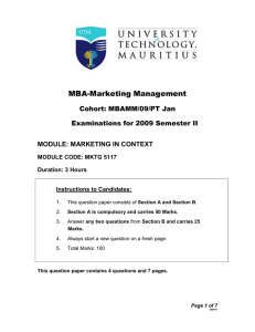 MKTG 5117 - University of Technology, Mauritius