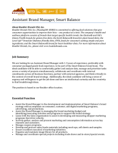 Assistant Brand Manager, Smart Balance