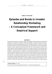 Episodes and Bonds in Investor Relationship Marketing – A