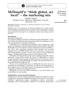 McDonald`s: ``think global, act local`` ± the marketing mix