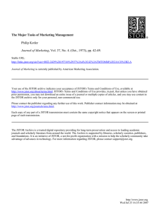 The Major Tasks of Marketing Management Philip Kotler Journal of
