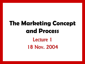 The Marketing Concept and Process Lecture 1 18 Nov. 2004