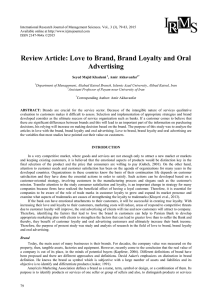 Review Article: Love to Brand, Brand Loyalty and Oral Advertising