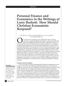 Personal Finance and Economics in the Writings of Larry Burkett