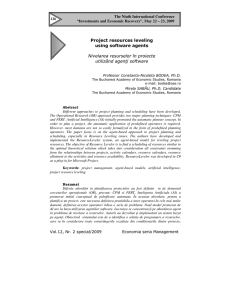 Project resources leveling using software agents Nivelarea