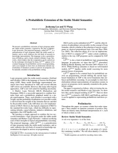 A Probabilistic Extension of the Stable Model