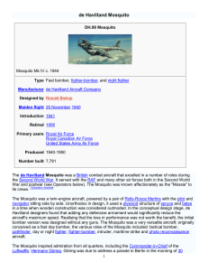 de Havilland Mosquito - My Complete Aviation Database