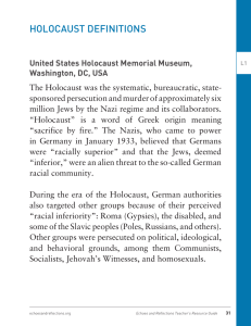 Holocaust Definitions - Echoes and Reflections