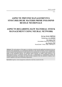 Aspects regarding raw material stock management using neural