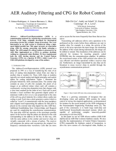 AER Auditory Filtering and CPG for Robot Control