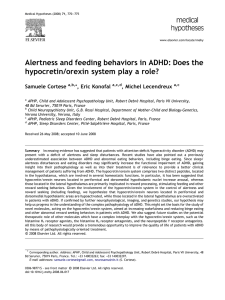 Alertness and feeding behaviors in ADHD: Does the hypocretin