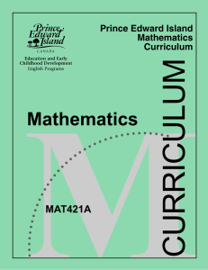 Mathematics MAT421A - Prince Edward Island