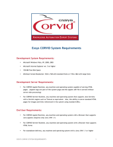 Exsys CORVID System Requirements