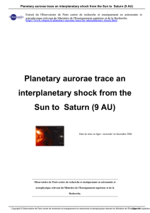 Planetary aurorae trace an interplanetary shock from the Sun to Saturn