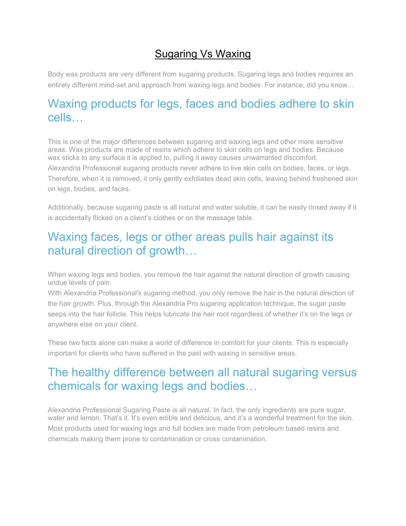 Please Click Here For More Information On Sugaring And Waxing