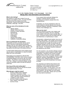 Allergy Skin Test Information and Instructions