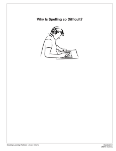 Why Is Spelling so Difficult? Creating Learning Partners Handout 8.1 UNIT 8