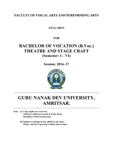 BACHELOR OF VOCATION THEATRE AND STAGE CRAFT SEM I