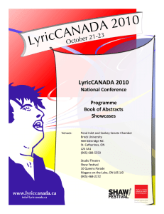 Lyric Canada 2010 Program Draft