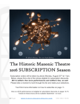 The Historic Masonic Theatre 2016 SUBSCRIPTION Season