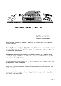 simenon and the theatre - Les Polarophiles Tranquilles