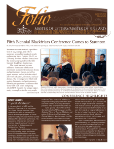 Fifth Biennial Blackfriars Conference Comes to Staunton