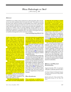 Plica: Pathologic or Not? - Résumé of Scott J. Sevinsky MSPT