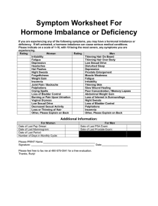 Symptom Worksheet For Hormone Imbalance or