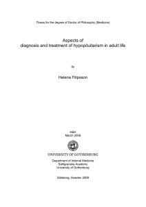 Aspects of diagnosis and treatment of hypopituitarism in adult life Helena Filipsson