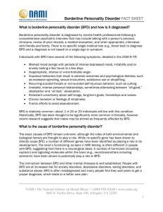 Borderline Personality Disorder FACT SHEET