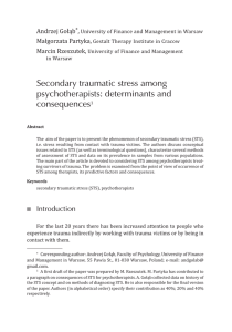 Secondary traumatic stress among psychotherapists: determinants