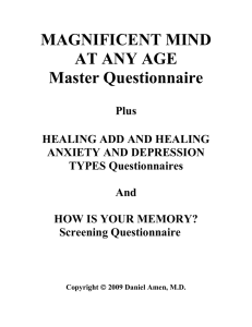 Magnificent Mind At Any Age Master Questionnaire
