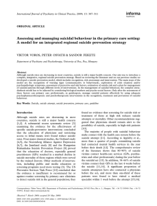 Assessing and managing suicidal behaviour in the primary care