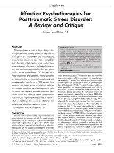 Effective Psychotherapies for Posttraumatic Stress