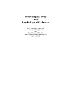 Psychological Type and Psychological Problems