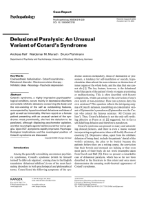 Delusional Paralysis: An Unusual Variant of Cotard`s Syndrome