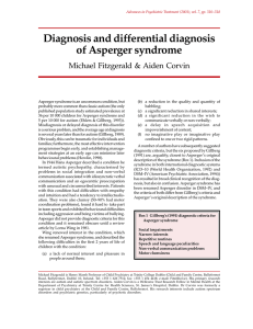 Diagnosis and differential diagnosis of Asperger syndrome