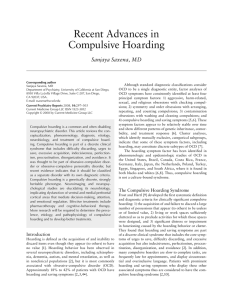 Recent Advances in Compulsive Hoarding
