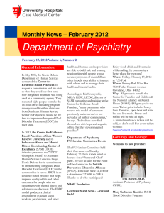 Monthly News - February 2012 - Department of Psychiatry, Case