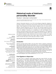 Historical roots of histrionic personality disorder
