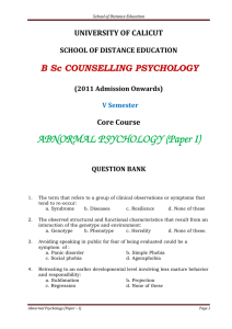 Abnormal Psychology (Paper I)