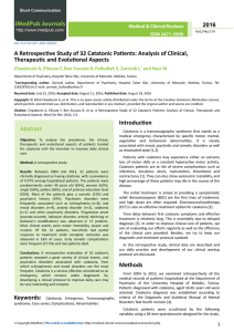 A Retrospective Study of 32 Catatonic Patients: Analysis of Clinical