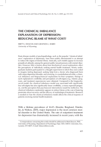 the ChemiCal imbalanCe explanation of Depression